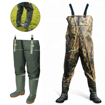 Nylon Thigh Hip Waders Waterproof Fly Coarse Fishing Muck Wader Thigh Boots - Image 1 of 4