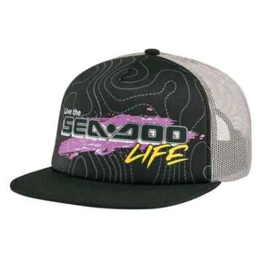 SEA-DOO RETRO FLAP CAP UNISEX SEA DOO ADJUSTABLE HAT BLACK 4546880090 NEW - Picture 1 of 5