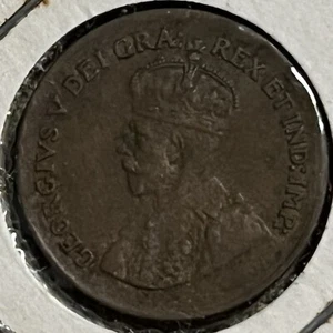 1930 CANADA SMALL CENT PENNY 1C FINE KING GEORGE V SCARCE IN 2x2 HOLDER - Picture 1 of 3