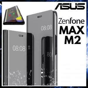 For ASUS ZENFONE MAX M2 ZB631KL CLEAR VIEW FLIP CASE SMART BOOK MIRROR LUXURY - Picture 1 of 11