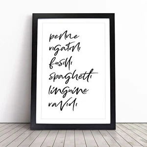Pasta Typography Framed Canvas Wall Art Print Poster Picture, Home Decor - Picture 1 of 9