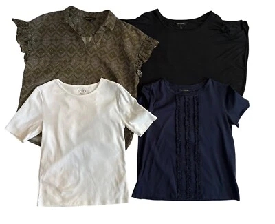 Lot of 4 Shirts J. Crew Banana Republic Women's Sizes XS Small Med Basic Colors - Image 1 of 4