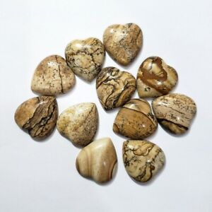 Wholesale 20pcs Natural Picture Stone Heart CAB Cabochons DIY for Jewelry 25mm