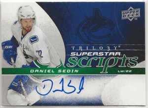 2008-09 Upper Deck Trilogy Superstar Scripts #SSDS Daniel Sedin Canucks
