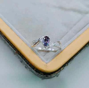 Oval Cut twisted wire Band Color Change Alexandrite Jewellery, 925 Silver Ring - Picture 1 of 8
