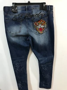 Ed Hardy Men's Size 40 Med Bleach Tiger Head Slim Skinny Jean $150 NWT - Picture 1 of 8