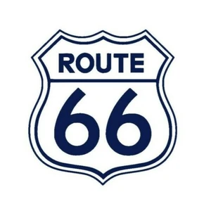 Route 66 Shield Outline Vinyl Sticker BLUE GLOSS 8 x 7.6 cm - Zdjęcie 1 z 1