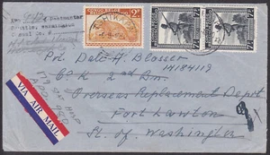 BECG005 Belgian Congo Old Airmail Cover, Sep. 06. 1946. To Washington, Leopard - Picture 1 of 2