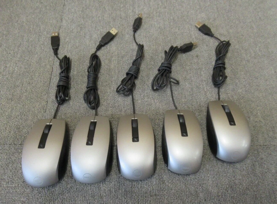5 x Dell M-UAV-DEL8 4K93W USB Wired 6 Button Silver Laser Scroll Wheel Mouse - Image 1 of 4