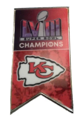 Chiefs Pins Kansas City Chiefs Pin Super Bowl 58 Championships Banner NFL Pin - Image 1 of 2