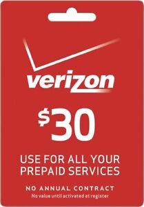 Verizon Wireless $30 Prepaid Online Refill