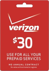 Verizon Wireless $30 Prepaid Online Refill - Picture 1 of 1