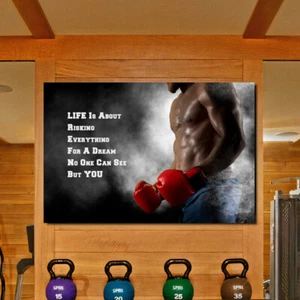 Gym J Kunstwerk Training Workout Motivation Zitat Körper Fitness Wandposter Leinwand - Bild 1 von 6