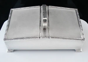 Große Doppelfach Sterling Silber Zigarettenschachtel, gepunzt 1948 - Bild 1 von 12