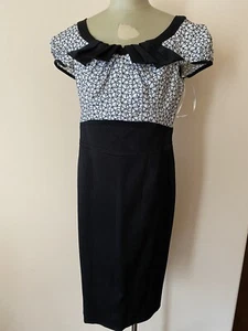 Karen Millen Women's Size 12 Wiggle Dress White Black Floral Lace Pencil 1003 - Picture 1 of 10