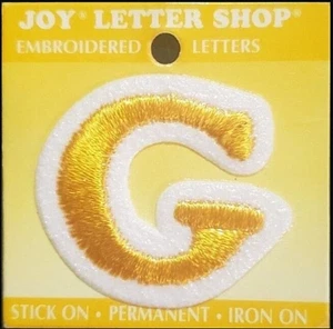 JOY LETTER SHOP Embroidered Iron On / Stick-On GOLD LETTER Applique - 'G' - Picture 1 of 1