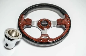 Super Sport Woodgrain Steering Wheel W/ Adapter For Club Car Precedent Golf Cart - Picture 1 of 5