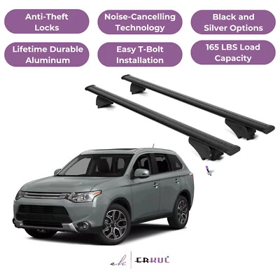 ERKUL Roof Rack Cross Bars for Mitsubishi Outlander 2014-2021 - Black - Image 1 of 4