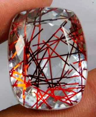 72.4 Ct. Large Red Rutilated Quartz Cushion Cut Loose Gemstone Gift for Birthday - Image 1 of 4