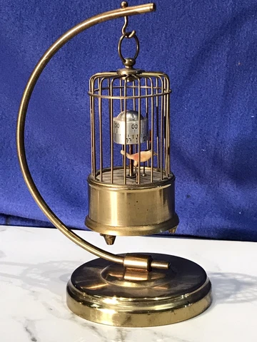 Vintage Germany J.Kaiser,Brass Bird Cage ,Alarm Clock,mechanical Key Wound Cover