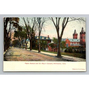 Antique Postcard Maple Avenue & St. Mary's Convent Willimantic CT undivided unp - Picture 1 of 2