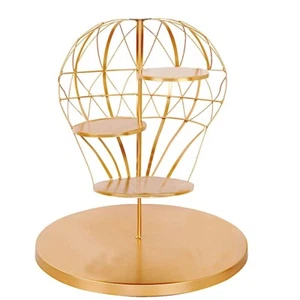 19" tall 4 Gold Tier Metal Hot Air Balloon Cupcake Dessert Display Stand - Picture 1 of 9