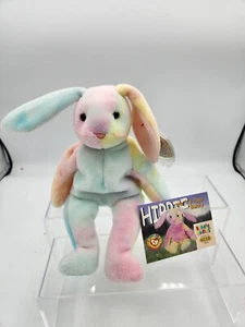 1999 TY Beanie Baby Hippie The Rainbow Tie Dye Bunny Rabbit Error Tag W/ Card - Picture 1 of 11