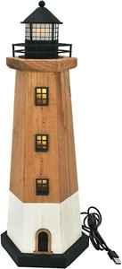 Aecipl Nautical Decor Wooden Lighthouse with Lights Beach Themed Light House - Picture 1 of 7