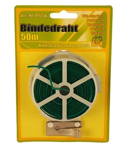 3 Rollen Bindedraht auf Spule á 50m mit Kunstoff ummantelt in grün und Cutter - Bild 1 von 1