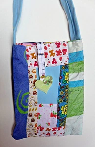 SPECIAL HANDMADE QUILTED BAG FOR A GIRL COTTON FABRICS MULTI COLOR GIFT TOTE - Picture 1 of 10