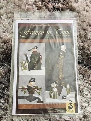 Apliques de lana congelados en el tiempo Crane Designs patrón para colgar en la pared invierno pájaro nieve  Foto 1 de 2