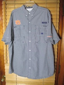 Auburn Tigers NCAA Columbia Omni-Shade Herren XL schwarz kariert Angeln Knopf Hemd - Bild 1 von 9