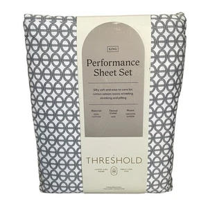 NEU Threshold King Performance Bettwäsche Set blau weiß Baumwolle knitterarm - Bild 1 von 7