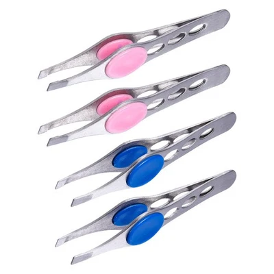 4Pcs  Stainless Steel Creative Eyebrow Pliers Eyebrow Tweezers (Assorted Color) - Image 1 of 4
