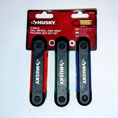 Husky 3-piece SAE Metric And Torx Folding Hex Key Set 545747 - Image 1 of 2