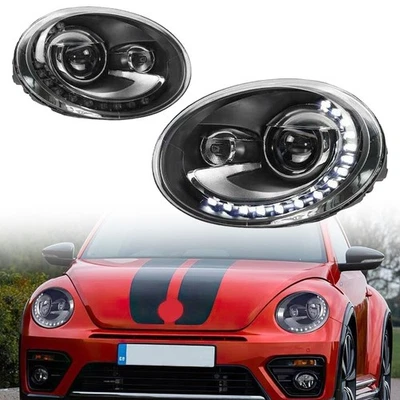 Pair LED Headlight Assembly High Low Beam,DRL For Volkswagen VW Beetle 2013-2019 - Image 1 of 4