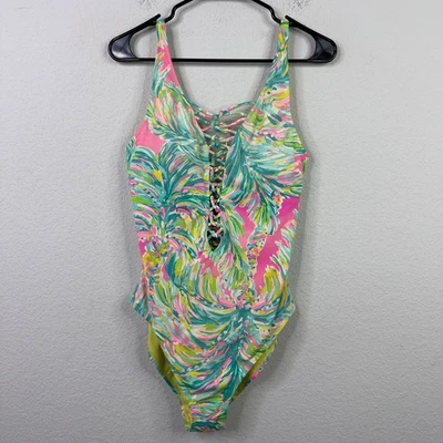 Lilly Pulitzer Swimsuit Size 10 One Piece Tropical Palm Resort Vacation Coastal - Image 1 of 4