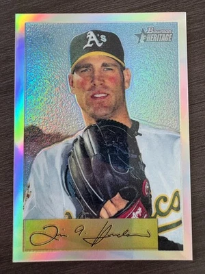 2002 Bowman Heritage Chrome Tim Hudson #37BHC Chrome Refractor serial /350 - Image 1 of 2