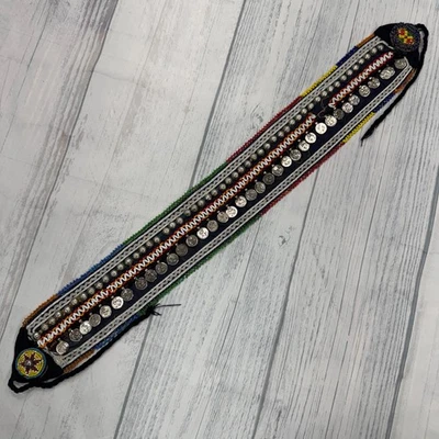 VTG Kuchi Coin Belly Dance Belt Handmade Afghan Textile Fabric Beads Pakistani - Image 1 of 4