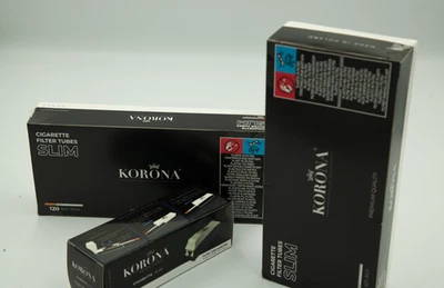 5x250=1250 Korona Slim Cigarette Empty Filter Tubes + Filling machine