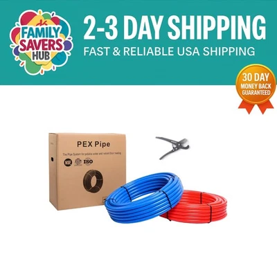 3/4" 200 ft Pex-B Pipe - NSF Certified Hot/Cold Water with Pipe Cutter - Image 1 of 4