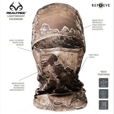 Realtree Excape Lightweight Hunting Facemask Balaclava Moisture Wicking - Image 1 of 4