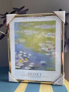 Arte de pared impresionista con impresión enmarcada en oro de lirios de agua Claude Monet 10” X 8” de colección - Imagen 1 de 9
