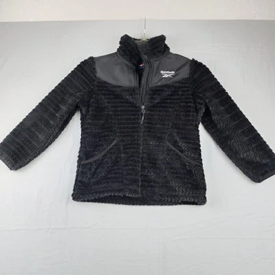 Chaqueta Reebok Niñas Pequeña 6/7 Imitación Piel Cremallera Completa Invierno Negro Abrigo Cálido Foto 1 de 4