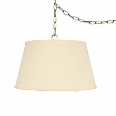 Pantalla de lámpara portátil Swag de lino beige de 19 pulgadas Foto 1 de 2