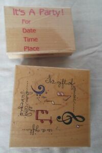 lot 2 rubber stamps happen Gift of Music God notes Morgan It's a Party Hero Arts
