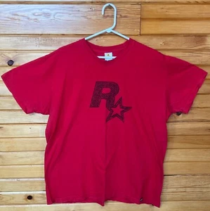Vintage 90s Rockstar Games Paisley Logo 1998 Promo T-Shirt - Red - Size XL - Bild 1 von 8