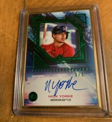 2021 Bowman Transcendent в рамке дебютант с автографом 3/5 зеленый Ник Йорк /5 RED SOX - Изображение 1 из 2