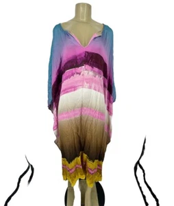 Ulla Popken Plus Size 3 Watercolor Stripe Print Round Notch Neck Dress J41 - Picture 1 of 8