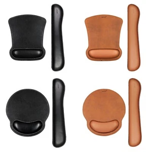 Leather Square Mouse Pad Wrist Support & Leather Keyboard Wrist Pad - Bundle  - Picture 1 of 13